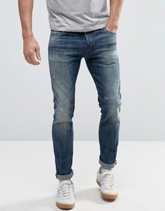 Узкие джинсы с рваной отделкой Jack & Jones Intelligence - Синий