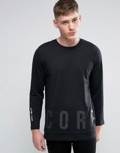 Удлиненный лонгслив с принтом у кромки и на спине Jack & Jones - Черный