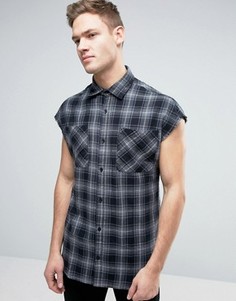 Oversize-рубашка без рукавов в клетку Jack & Jones Originals - Черный