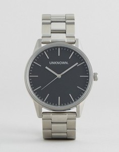 Серебристые наручные часы с черным циферблатом UNKNOWN - Серебряный