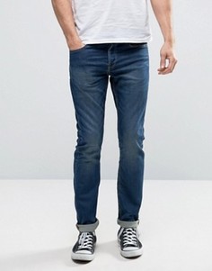 Синие выбеленные узкие джинсы стретч в спортивном стиле Only & Sons - Синий