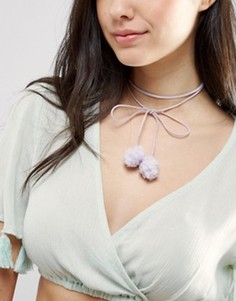 Ожерелье-чокер с помпоном ограниченной серии - Фиолетовый Asos