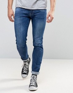 Узкие эластичные джинсы с выбеленной отделкой Replay - Синий