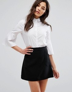 Поплиновая рубашка с расклешенными рукавами New Look - Белый