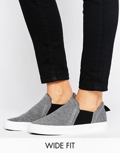 Трикотажные кроссовки-слипоны для широкой стопы New Look - Черный