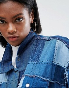 Двойные прямоугольные серьги-кольца ASOS - Золотой