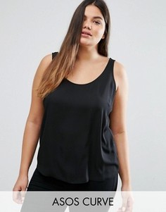 Тканая майка с овальным вырезом ASOS CURVE - Черный