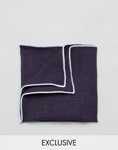 Платок для нагрудного кармана с добавлением льна и контрастной отделкой Noak - Темно-синий