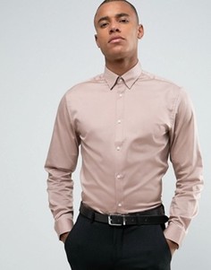 Приталенная рубашка с воротником на скрытых пуговицах Selected Homme - Розовый