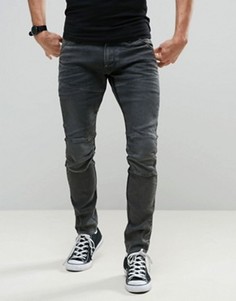 Выбеленные темно-серые узкие джинсы G-Star 5620 3D - Серый
