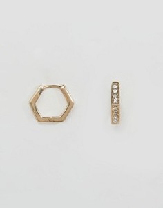 Серьги-кольца с кристаллами ASOS - Золотой