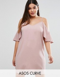Платье с открытыми плечами ASOS CURVE - Розовый