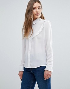 Рубашка с рюшами New Look - Белый