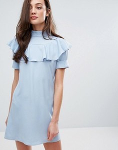 Цельнокройное платье с оборками спереди Fashion Union - Синий