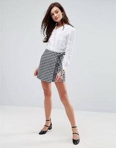 Юбка в клеточку с запахом спереди Fashion Union - Мульти