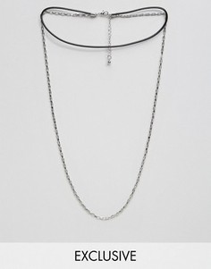 Серебристое ожерелье-чокер с цепочкой DesignB London - Серебряный