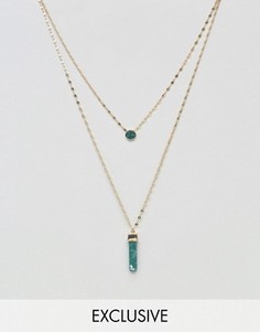2 ожерелья с зеленым камнем DesignB London - Золотой