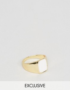 Золотистое кольцо с белыми искусственными камнями DesignB London - Золотой