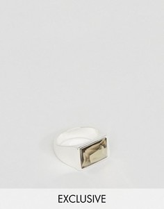 Кольцо с черным камнем DesignB London - Серебряный