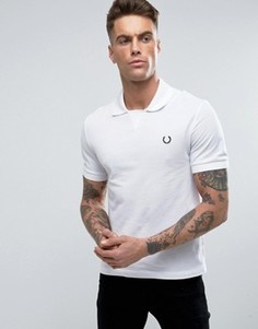 Белое поло из пике со вставкой в рубчик на горловине Fred Perry Laurel Wreath - Белый