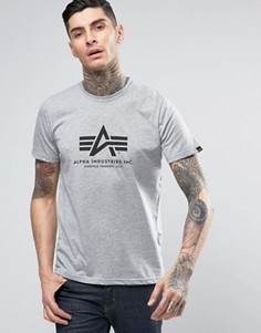 Серая меланжевая футболка стандартного кроя с логотипом Alpha Industries - Серый
