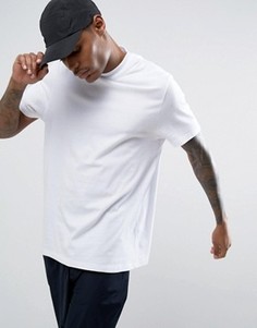 Белая удлиненная футболка из плотной ткани с двойным воротом ASOS - Белый