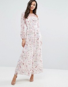 Платье макси с кружевом и цветочным принтом Miss Selfridge - Мульти