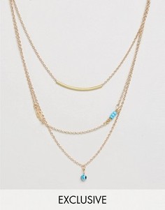 Ожерелье из цепочек с подвесками Reclaimed Vintage Inspired - Золотой