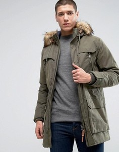 Парка с меховым капюшоном Jack & Jones Premium - Зеленый