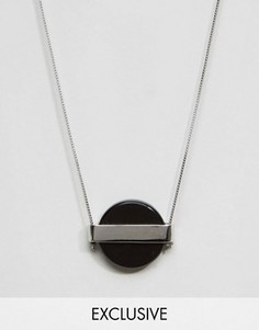 Серебристое ожерелье с подвеской в виде круглого камня DesignB эксклюзивно для ASOS - Серебряный