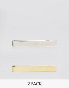 2 зажима для узкого галстука (золотистый/серебристый) ASOS - Мульти