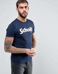 Темно-синяя футболка с логотипом Schott - Темно-синий