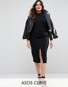 Юбка-карандаш с разрезом спереди ASOS CURVE - Черный