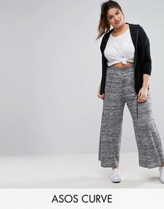 Свободные меланжевые брюки с широкими штанинами ASOS CURVE - Серый