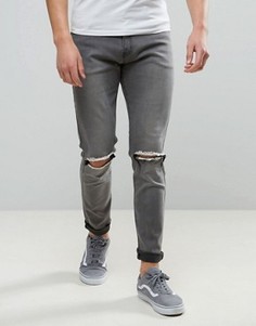 Серые узкие джинсы с дырками на коленях Liquor & Poker - Серый