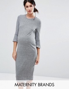 Трикотажное платье с рукавами-клеш New Look Maternity - Серый