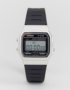 Цифровые часы с черным силиконовым ремешком Casio F91WM-7A - Черный