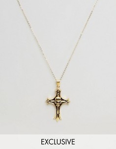 Ожерелье с подвеской-крестом с черепом Reclaimed Vintage Inspired X Romeo & Juliet - Золотой