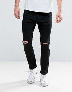 Черные джинсы скинни с прорехами на коленях Brave Soul - Черный