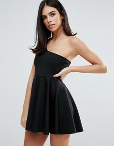 Короткое приталенное платье на одно плечо Unique 21 - Черный