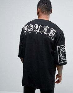 Oversize-футболка с надписью Youth и платочным принтом ASOS - Черный