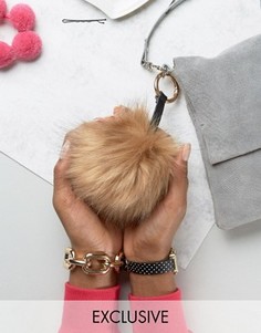 Брелок для ключей с помпоном из искусственного меха My Accessories - Бежевый