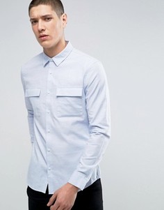 Узкая саржевая рубашка Burton Menswear - Синий