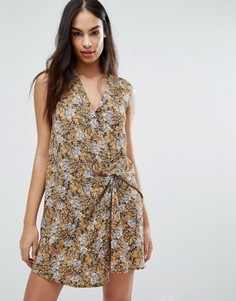 Платье мини с цветочным принтом и узлом спереди Missguided - Мульти