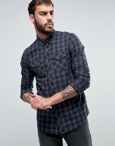 Черная клетчатая рубашка классического кроя в стиле вестерн New Look - Черный