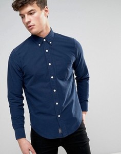 Темно-синяя обтягивающая оксфордская рубашка с карманом Abercrombie & Fitch - Темно-синий