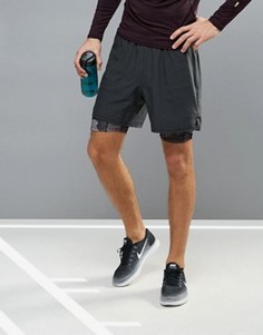 Черные двухслойные шорты для бега New Look SPORT - Черный