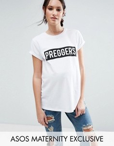 Футболка с надписью Preggers ASOS Maternity - Белый