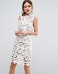 Кружевное платье с высокой горловиной New Look Premium - Белый
