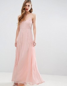 Платье макси на бретельках с отделкой ASOS WEDDING - Бежевый